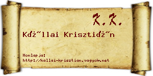 Kállai Krisztián névjegykártya